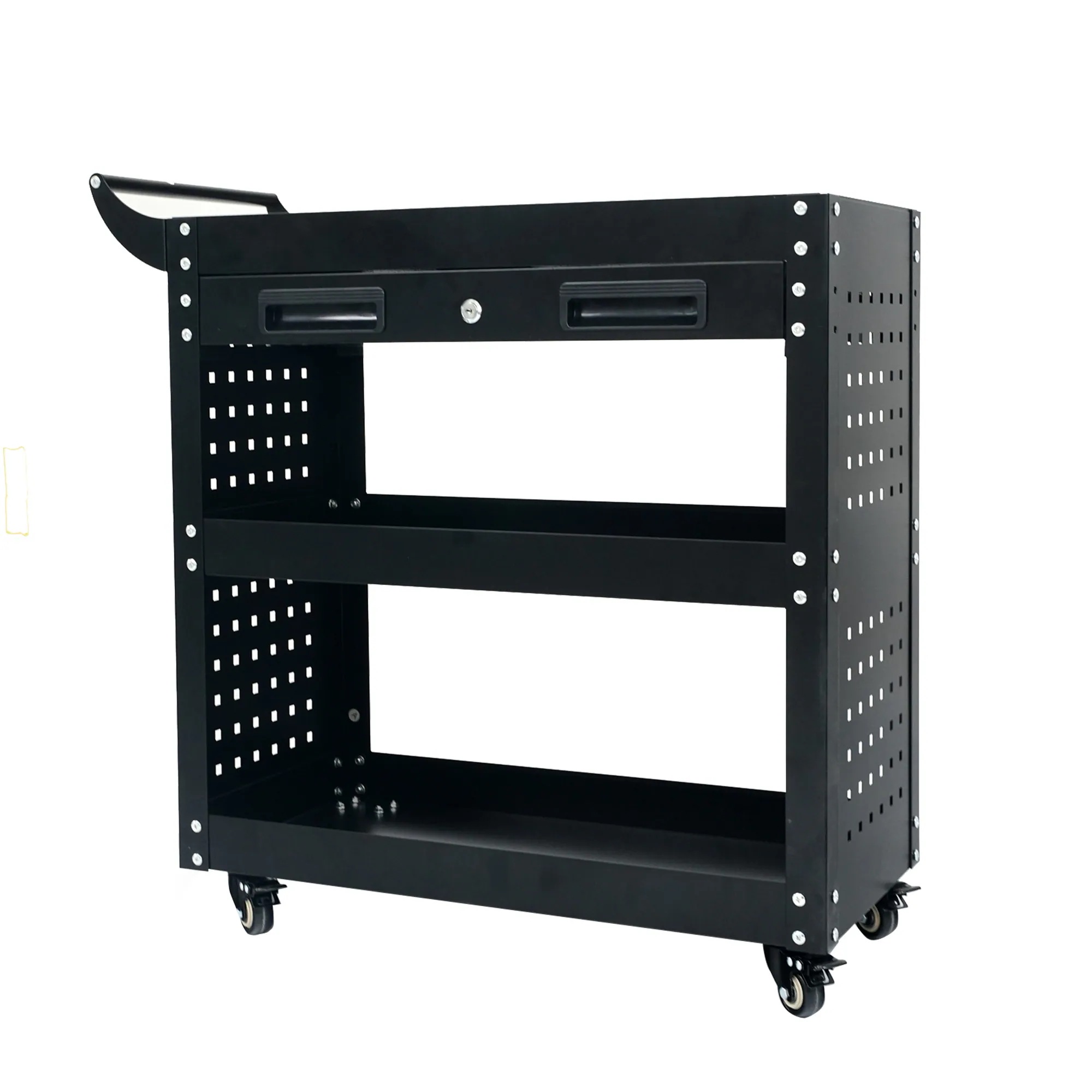 2053ツールキャビネット ツールワゴン ツールカート工具カート 収納 ロールキャビネット スチール ローラーキャビネットハンドル 耐荷重50KG 幅79*奥行き35*高80 フック付 DIY 引き出