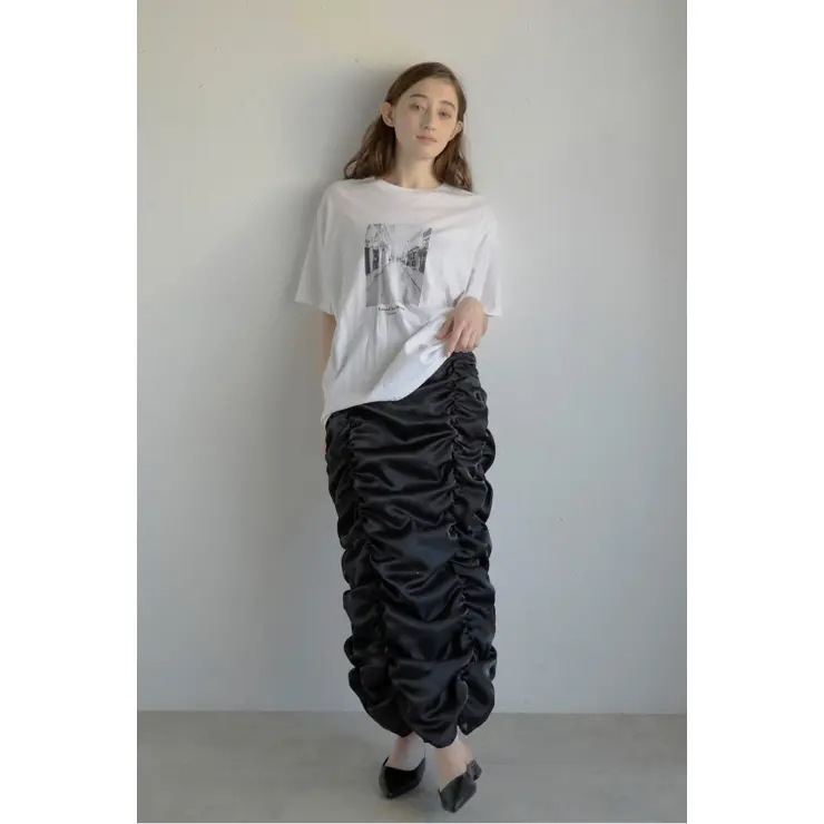 foil organza gathered nylon skirt / 箔オーガンジーギャザーナイロンスカート 77-004564
