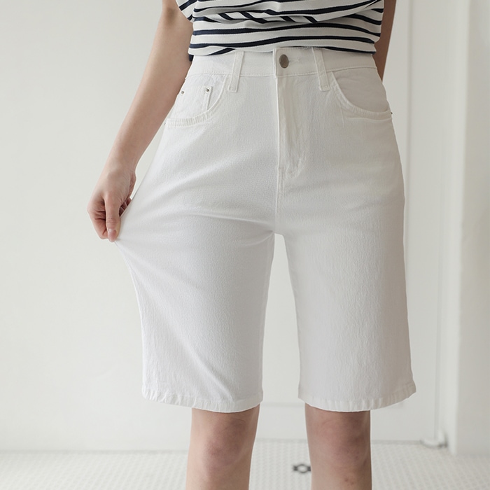 [韓国ファッション] ヒドゥンバンディング 5分丈 スパン コットン 綿 半ズボン