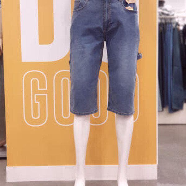 )男女共用 カーペンター 6部 スリム デニムショートパンツ NQL356