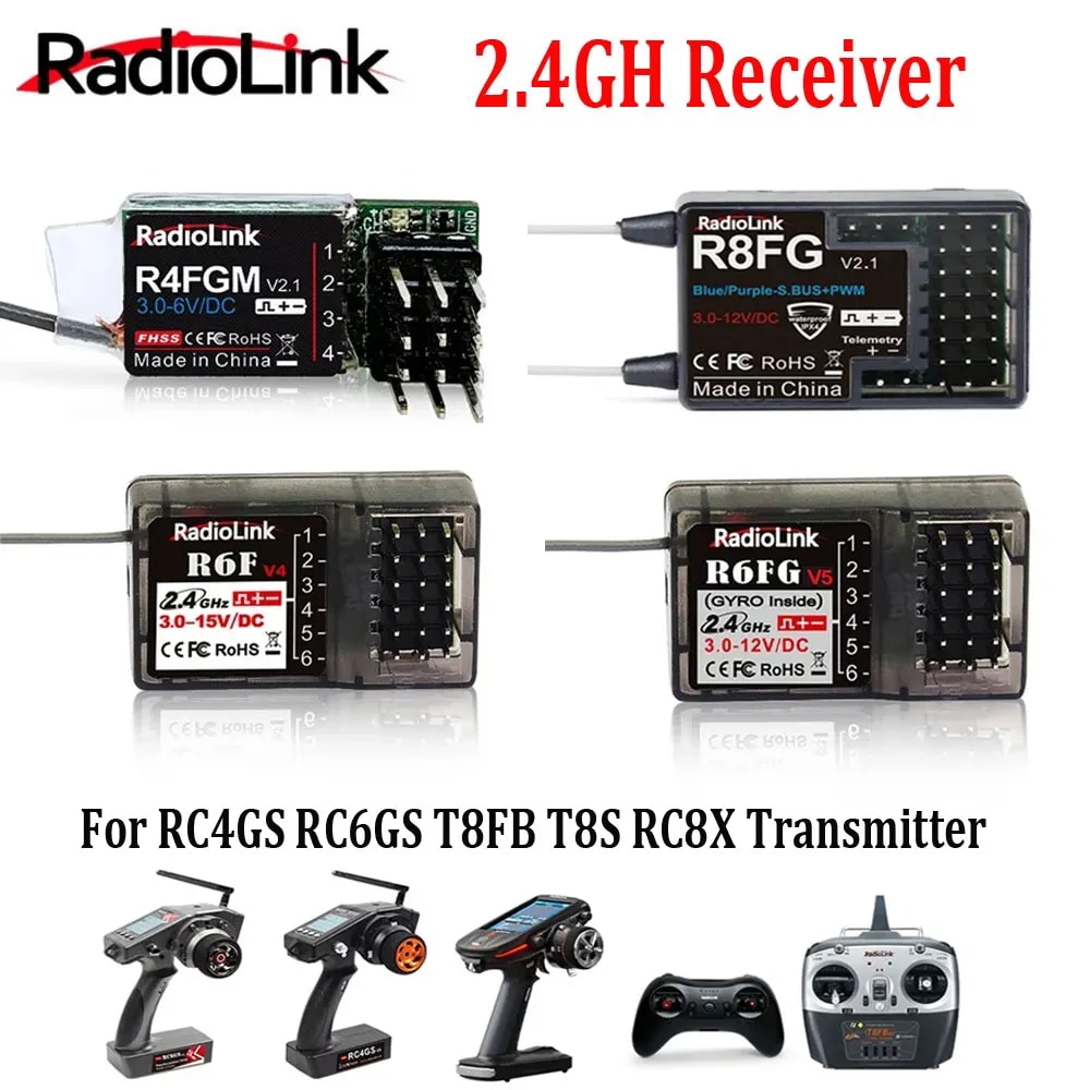 RCカー用のRadiolinkレシーバーgyroトランスミッター用ボートワークr8fgr4fgmr6fgr6frc4gsrc6gst8fbt8src8x2.4gh
