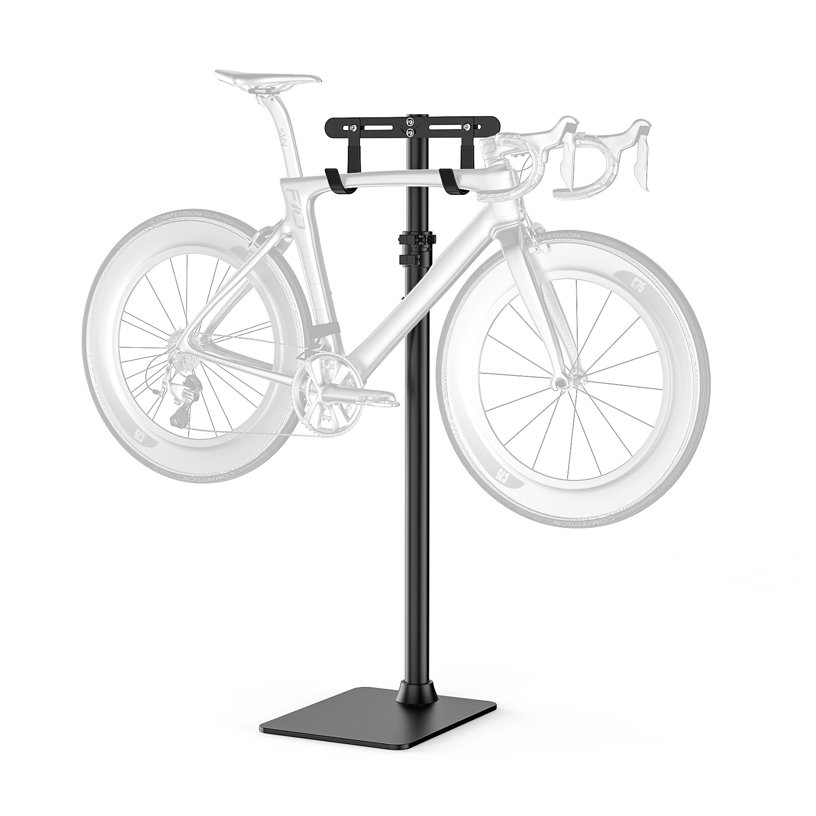 自転車 スタンド ディスプレイスタンド フック掛け式 77-140cm高さ調整可能 横置き 倒れない メンテナンススタンド スチール製 頑丈 サビ防止 サイクルスタンド ロードバイク クロスバイク 収