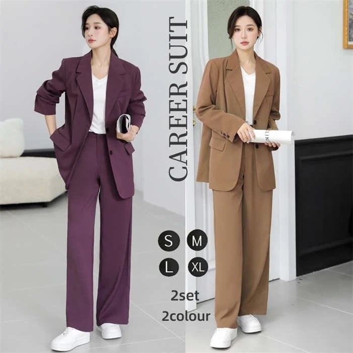 パンツスーツ セットアップ スーツ ママスーツ レディース 2点セット ビジネススーツ リクルートスーツ ワイドパンツ ハイウエスト フォーマル ビジネス 春 秋 冬 ママ 入学式 入園式 体型カバー