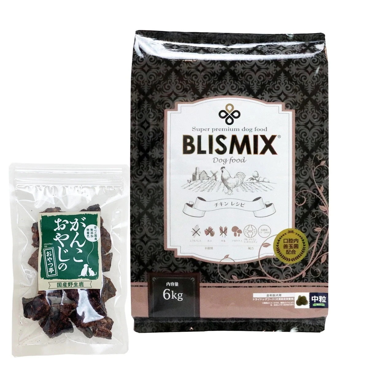 チキンレシピ中粒 6kg【国産鹿ラング15g付き】