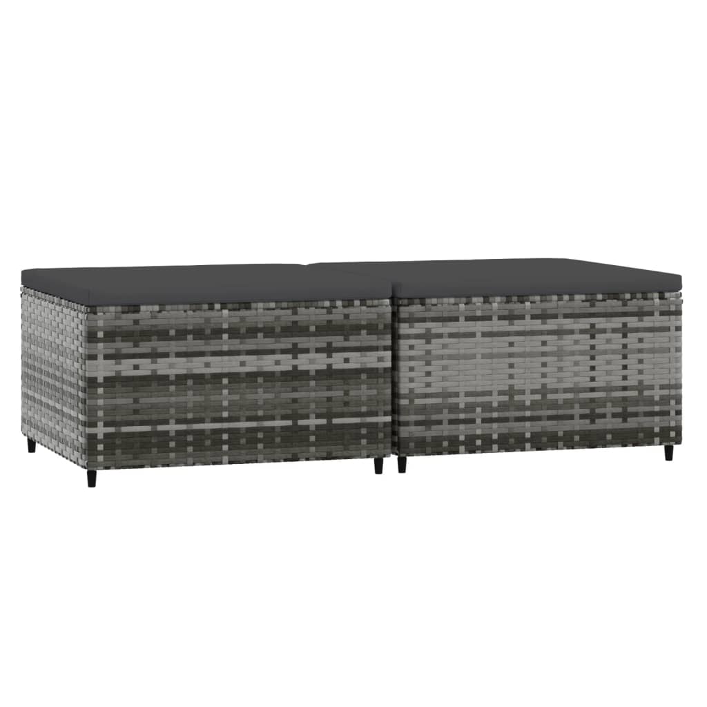 ガーデンフットレスト クッション付き 2点セット グレー ポリラタン製