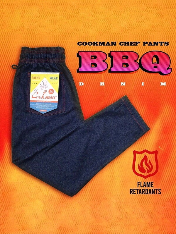 COOKMAN クックマン シェフパンツ 難燃 バーべキュー BBQ 男女兼用 Chef Pants BBQ Denim イージーパンツ 231-23813