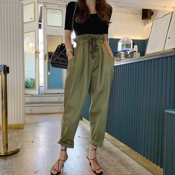 ボトムス パンツ ワイドパンツ アンクル丈 ワイド ウエストマーク ウエストリボン ハイウエスト ウエストゴム ポリエステル かわいい 大人可愛い きれいめ カジュアル 大人 上品 おしゃれ