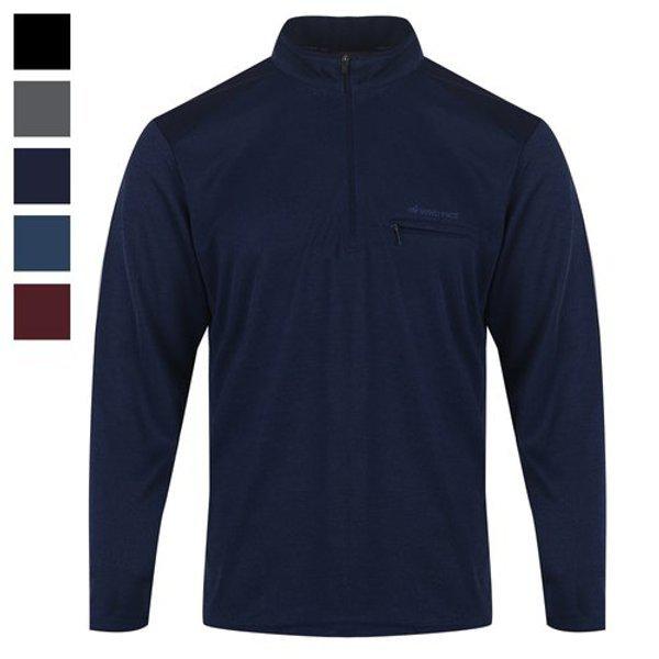 メンズ 軽 сезо スパン ハーフジップ 長袖 Tシャツ DH-TSA-WD401-紺色