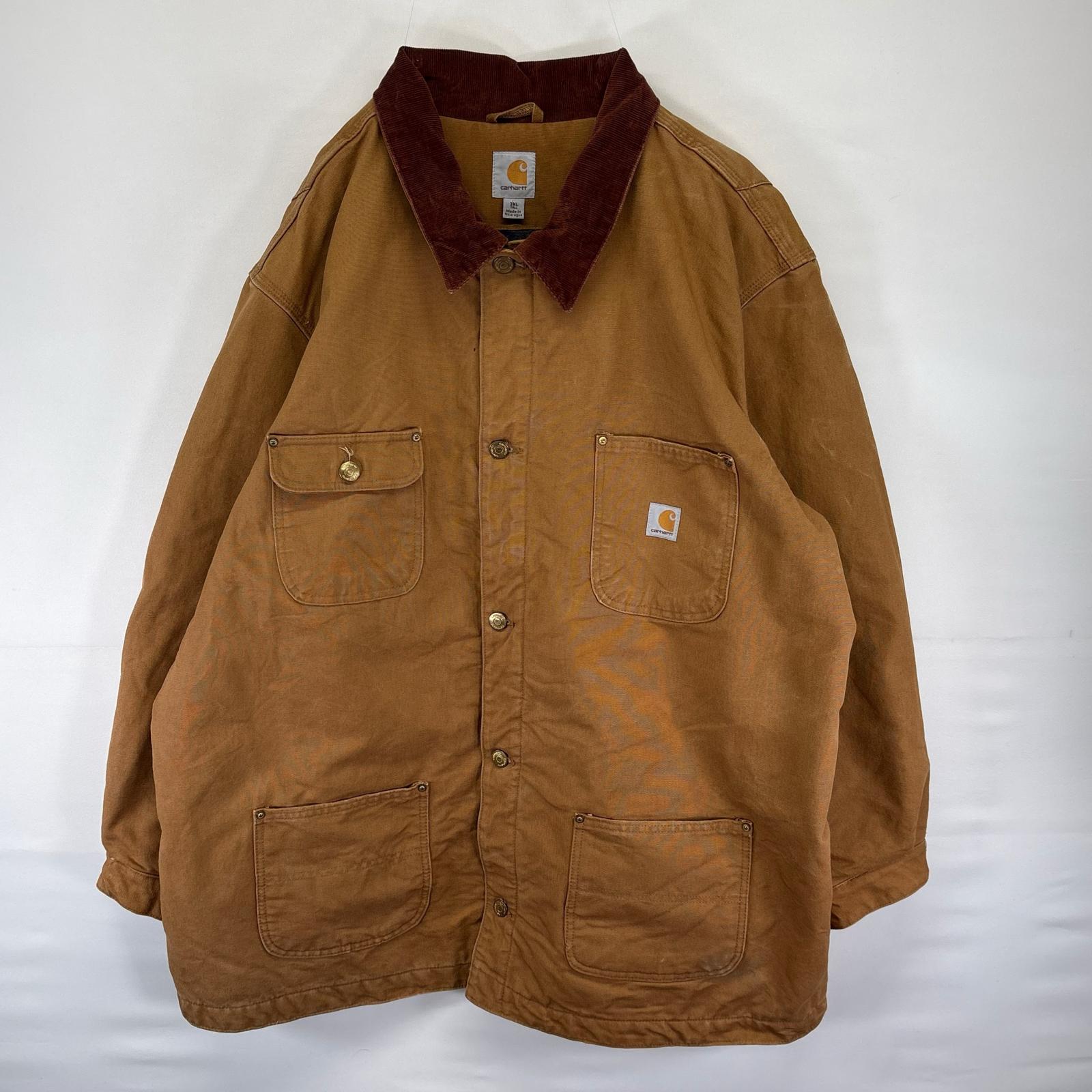 古着 ダック ジャケット カバーオール ワーク ブランケットライナー 大きいサイズ 3XL TALL ブラウン系 メンズ
