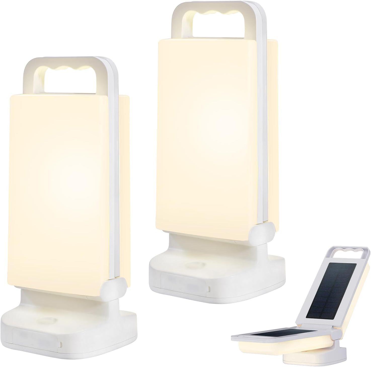 ランタン 2個セット LED USB充電式 キャンプランタン 2024年バージョンアップ 6000mAh ソーラーライト モバイルバッテリー機能付き ウォームライト 折り畳み式 無段階調光 ハンドル付