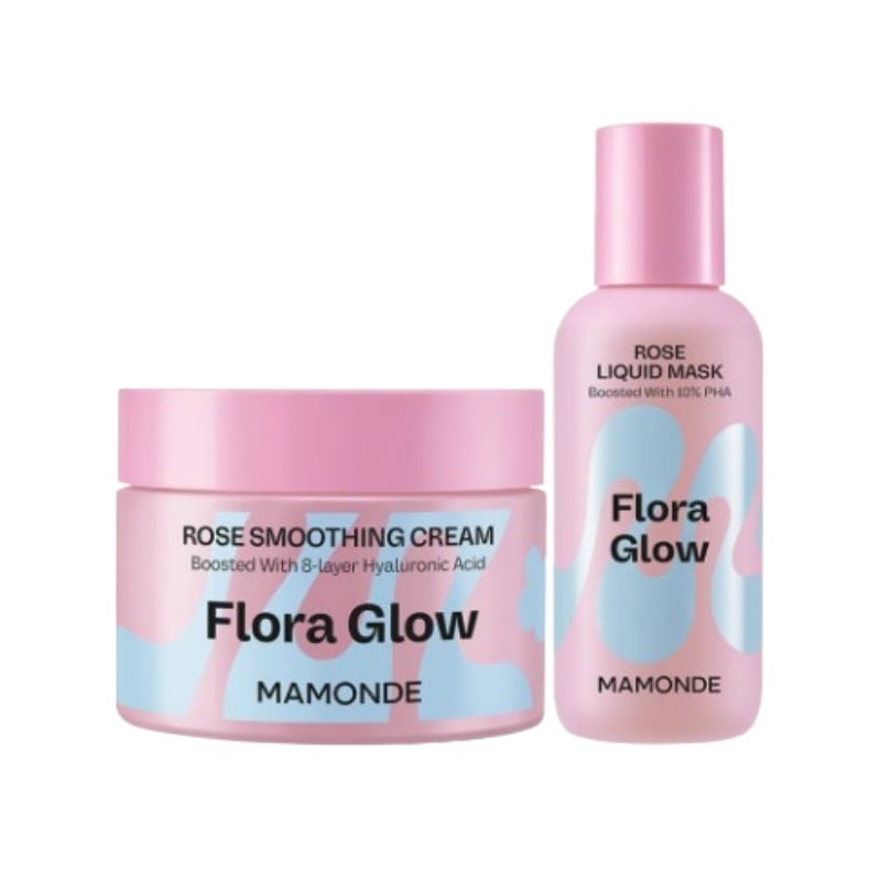 フローラ グロー ローズ リキッド マスク 80ml + ローズ スムージング クリーム 50ml 2種