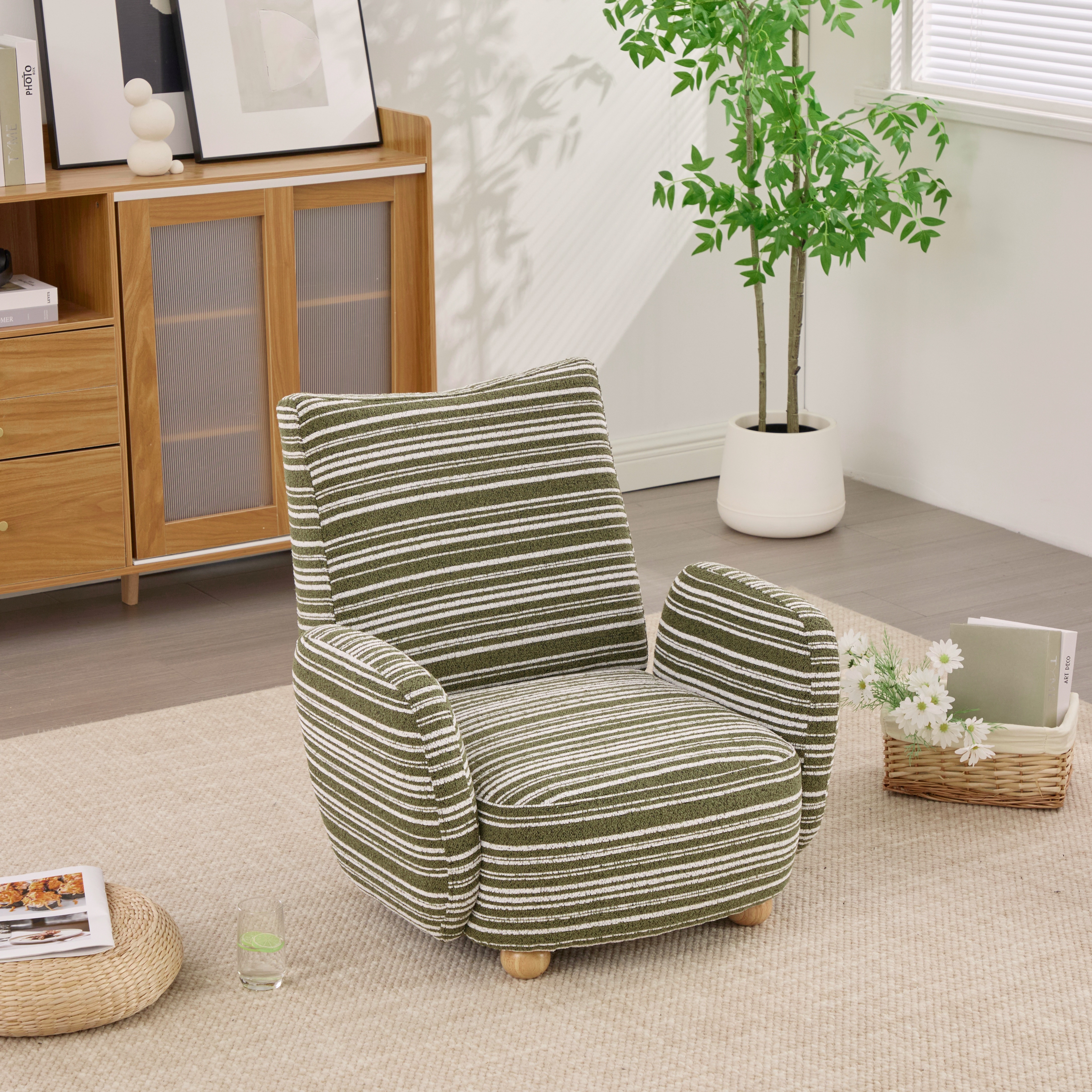 1人用ソファラウンジチェアシェニール生地無垢材使用高級感あり小さなリビングルームアパートに最適調節可能な木製脚組み立て簡単 490