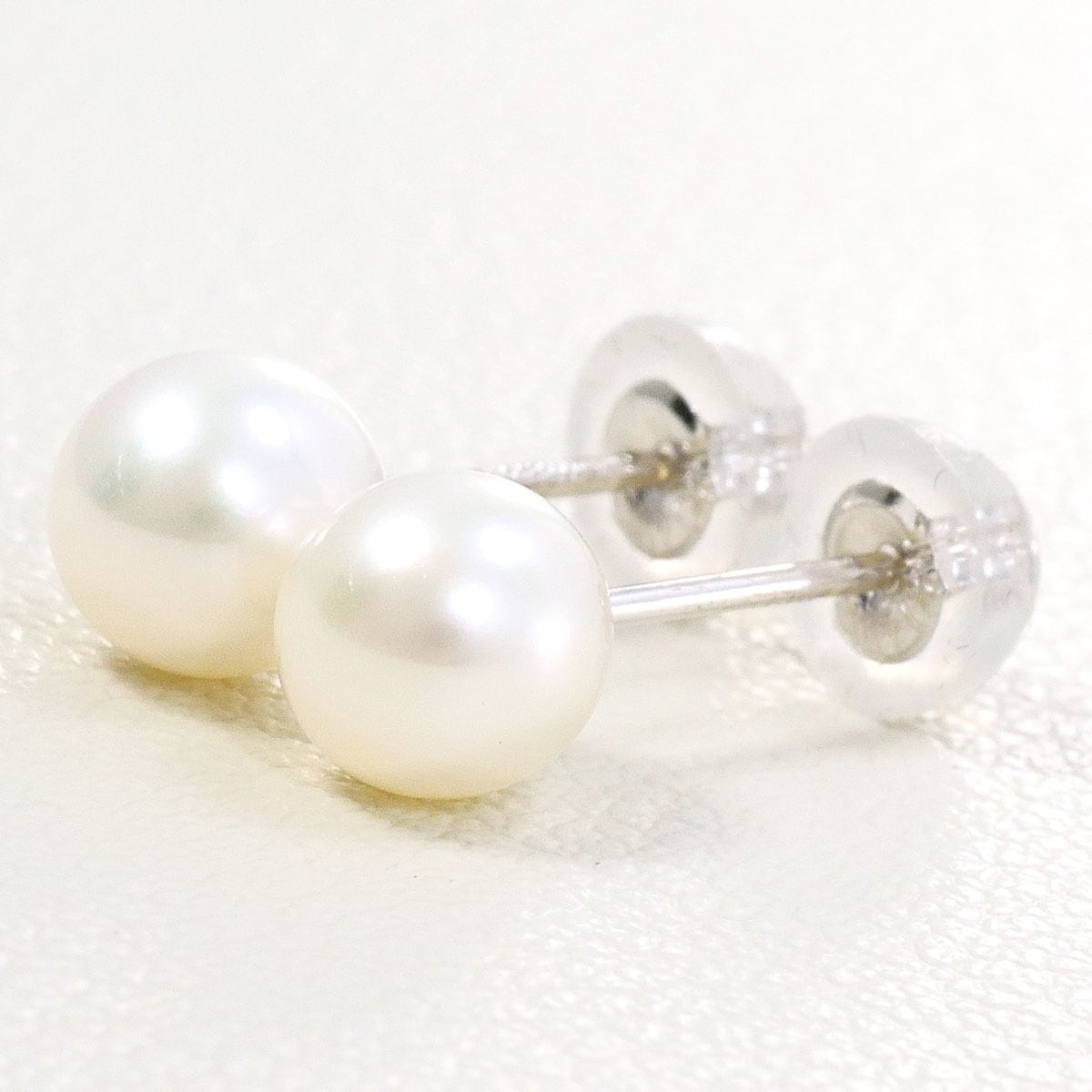 K14 14金 WG ホワイトゴールド ピアス パール（真珠） 総重量約0.6g 中古
