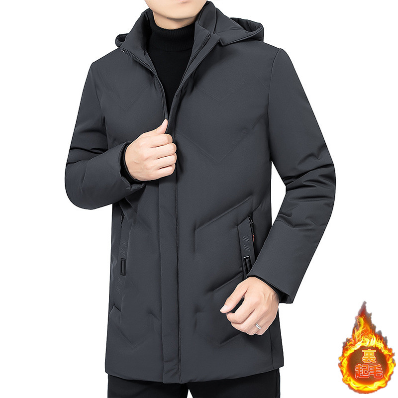 中綿コート 中綿ジャケット ダウンジャケット メンズ フード付き 厚手 アウター ファスナー 冬 防風 立ち襟 保温性 防寒 暖かい ゆったり 体型カバー 紳士用