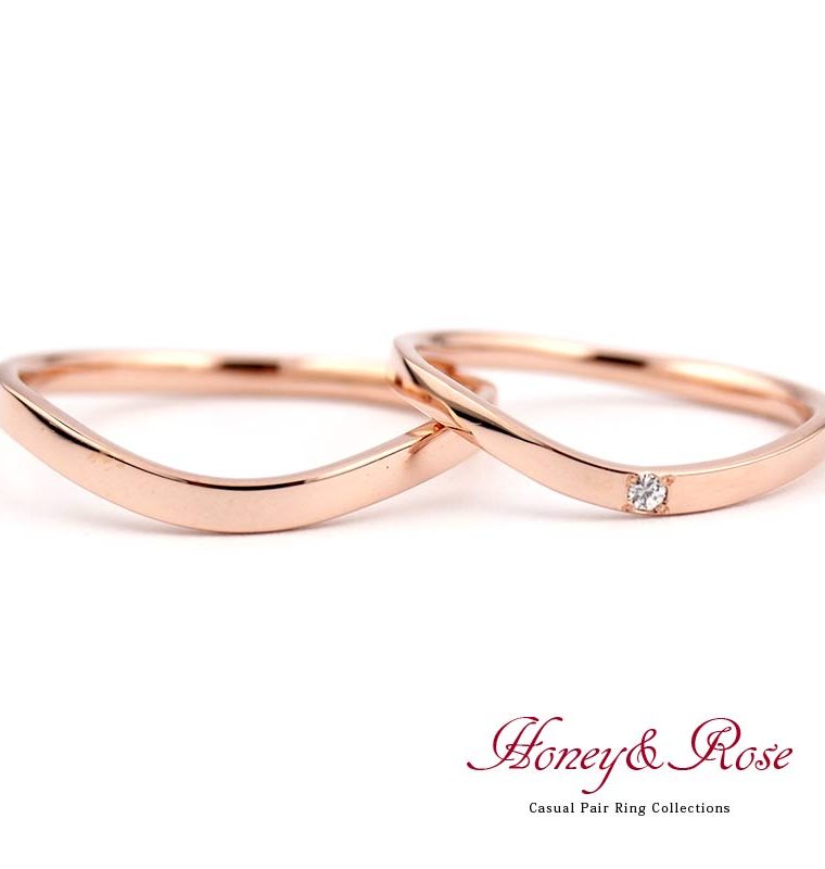 ハニーアンドローズ 結婚指輪 K10 ダイヤモンド 0.01ct KG-M003 KG-M004