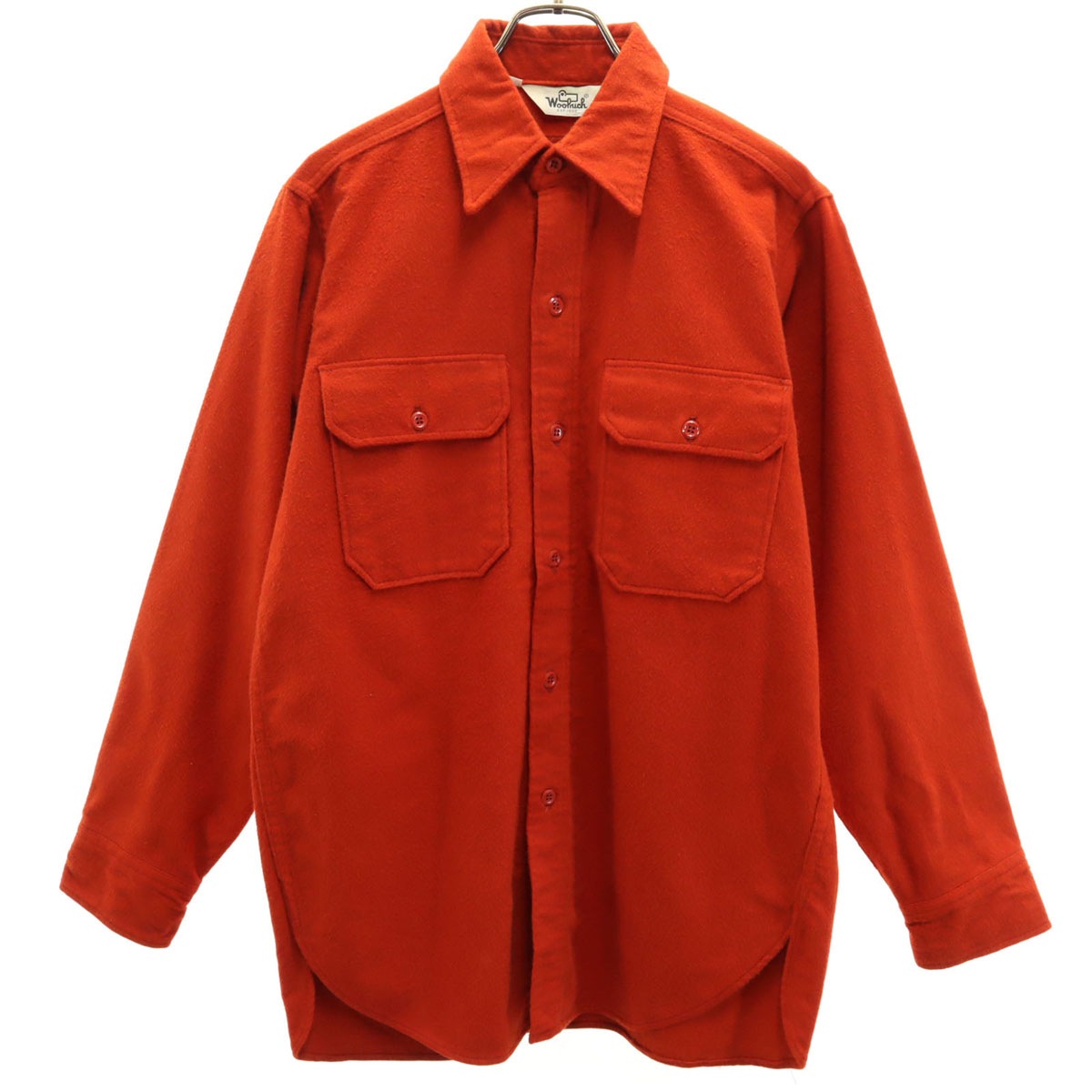 70s ヴィンテージ USA製 白タグ 長袖 シャモアクロス シャツ M レッド アウトドア メンズ 古着