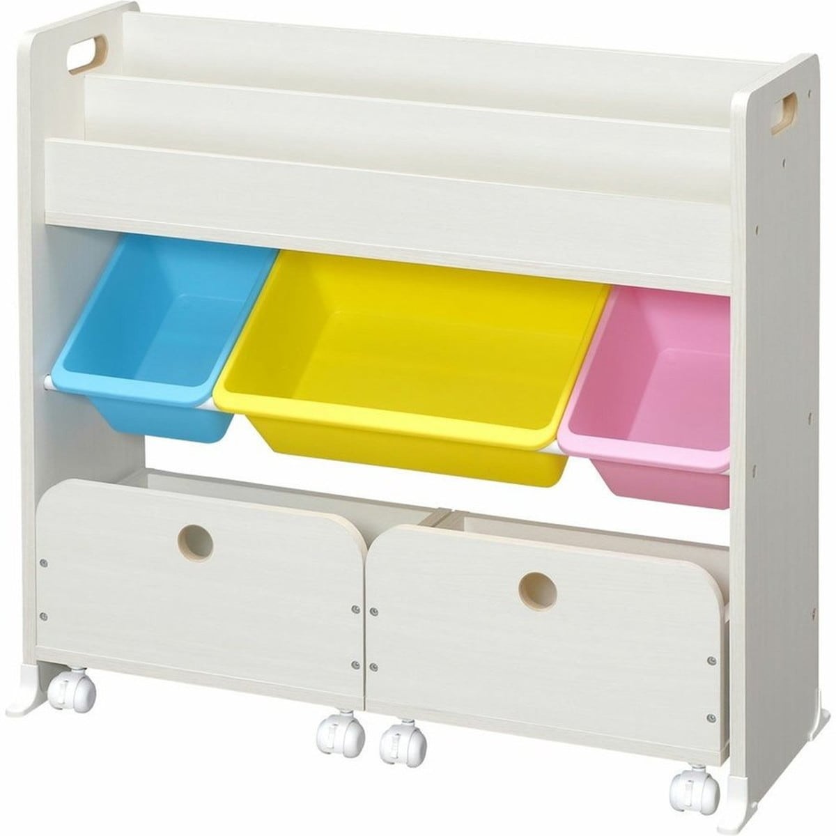 おもちゃ箱 パステル 幅85.6×奥行34.7×高さ79.8cm トイハウスラック 収納カート付き STHR-13