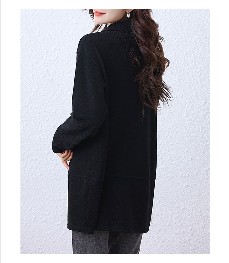 ハーフジップ スウェット シャツ レディース 春 秋 起毛 ゆったり 大きいサイズ シンプル カジュアル ブラック 黒 トップス 長袖 スウェットシャツ ジップシャツ 韓国ファッション