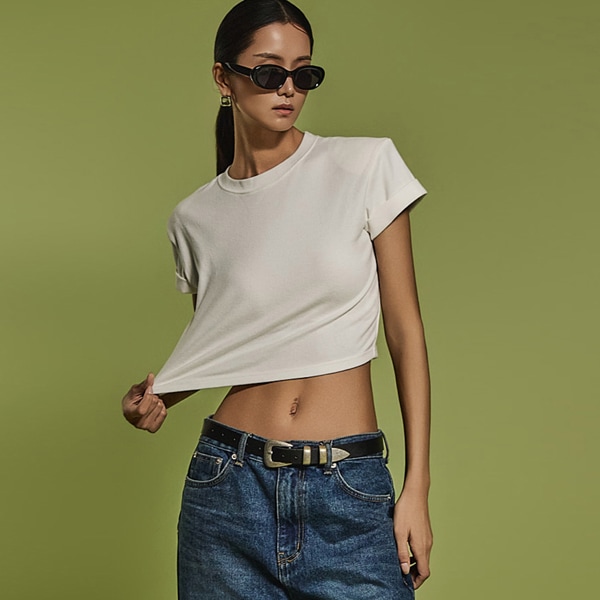 E3609 起毛 クロップ トップ