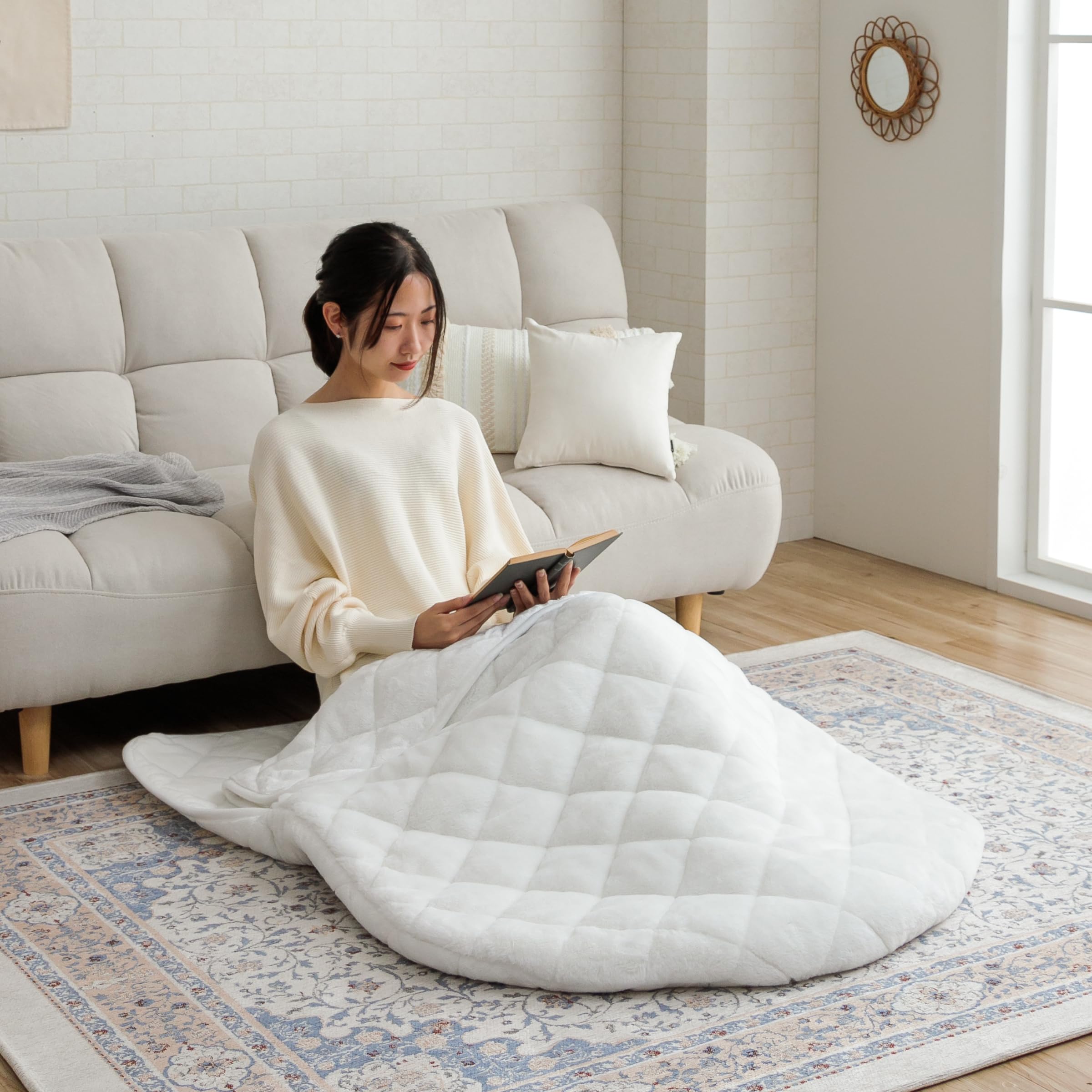 イケヒコ ポケットこたつ ロング ラピアス 約90×150cm スノーホワイト 一人用 パーソナル ふんわり 韓国インテリア 洗える 節電 おしゃれ ＃1172330275224