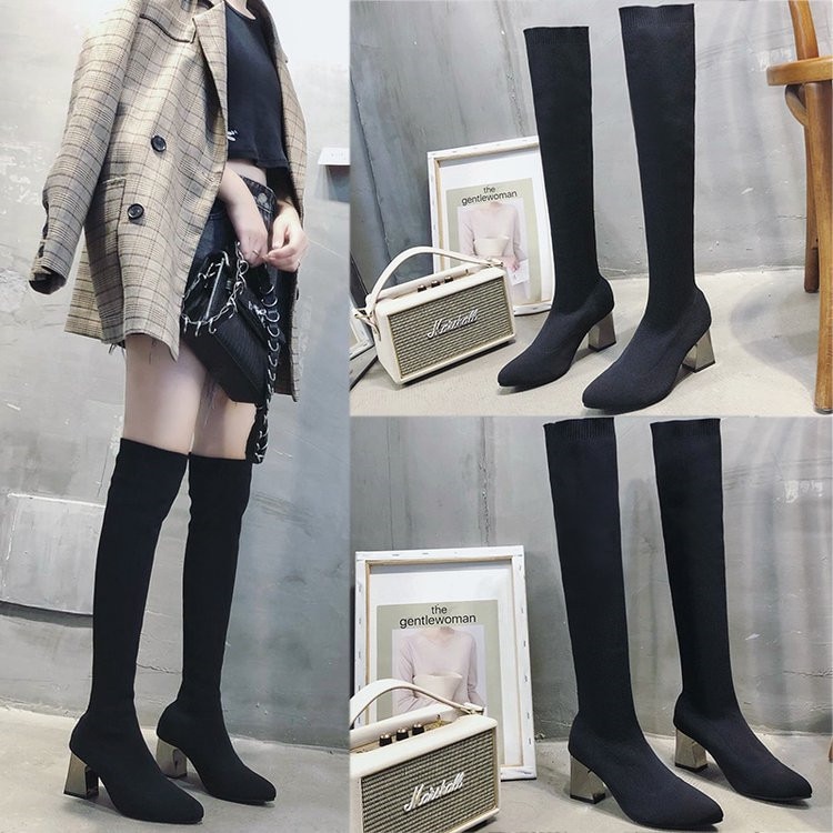 秋冬毎日履きたい韓流ブーツ 韓国ファッション ニーハイロングブーツ 女性 弾性 ロングバレルマーティンブーツ