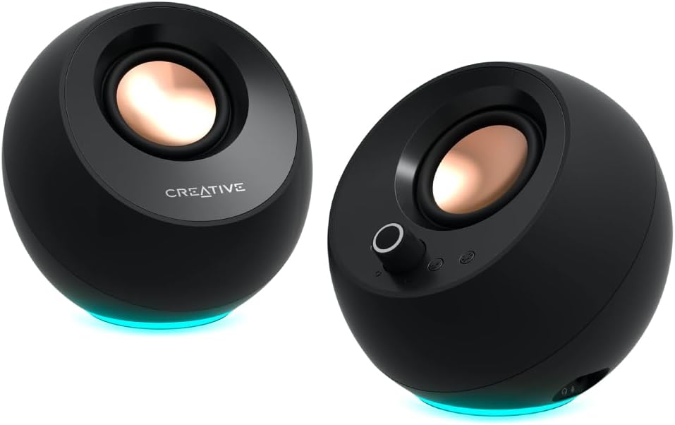 Creative Pebble Pro ブラック USB/Bluetooth/3.5mmピン 20W RMS ピーク出力60W USB Type-C/A 音質の剛性と質感 SP-PBLPRO-BK