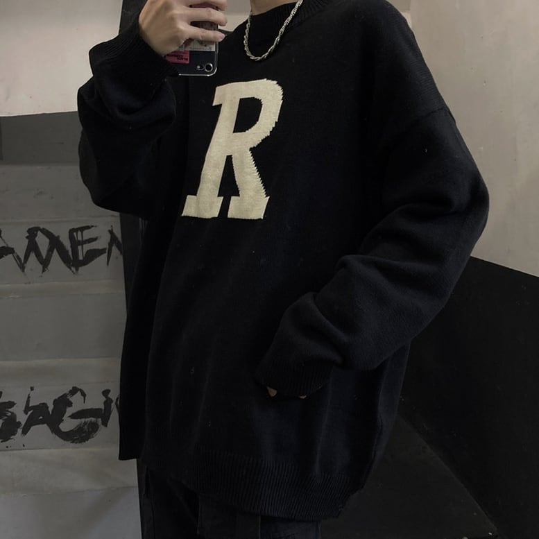 2color レディース ロゴニット ニットスウェット 英字ロゴ ビッグシルエット トップス