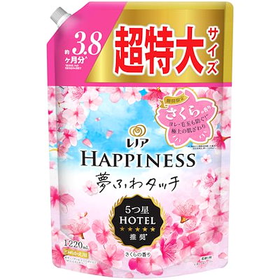 他サイト： レノア ハピネス 夢ふわタッチ 柔軟剤 さくらの香り 詰め替え 1,220mL [大容量]の商品画像