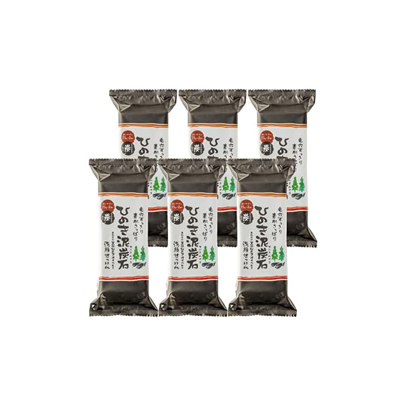 ［ペリカン石鹸］ひのき泥炭石 [ 天然ひのきオイル配合 ] 洗顔石けん すっきりタイプ150g（75g2個） 6個セット