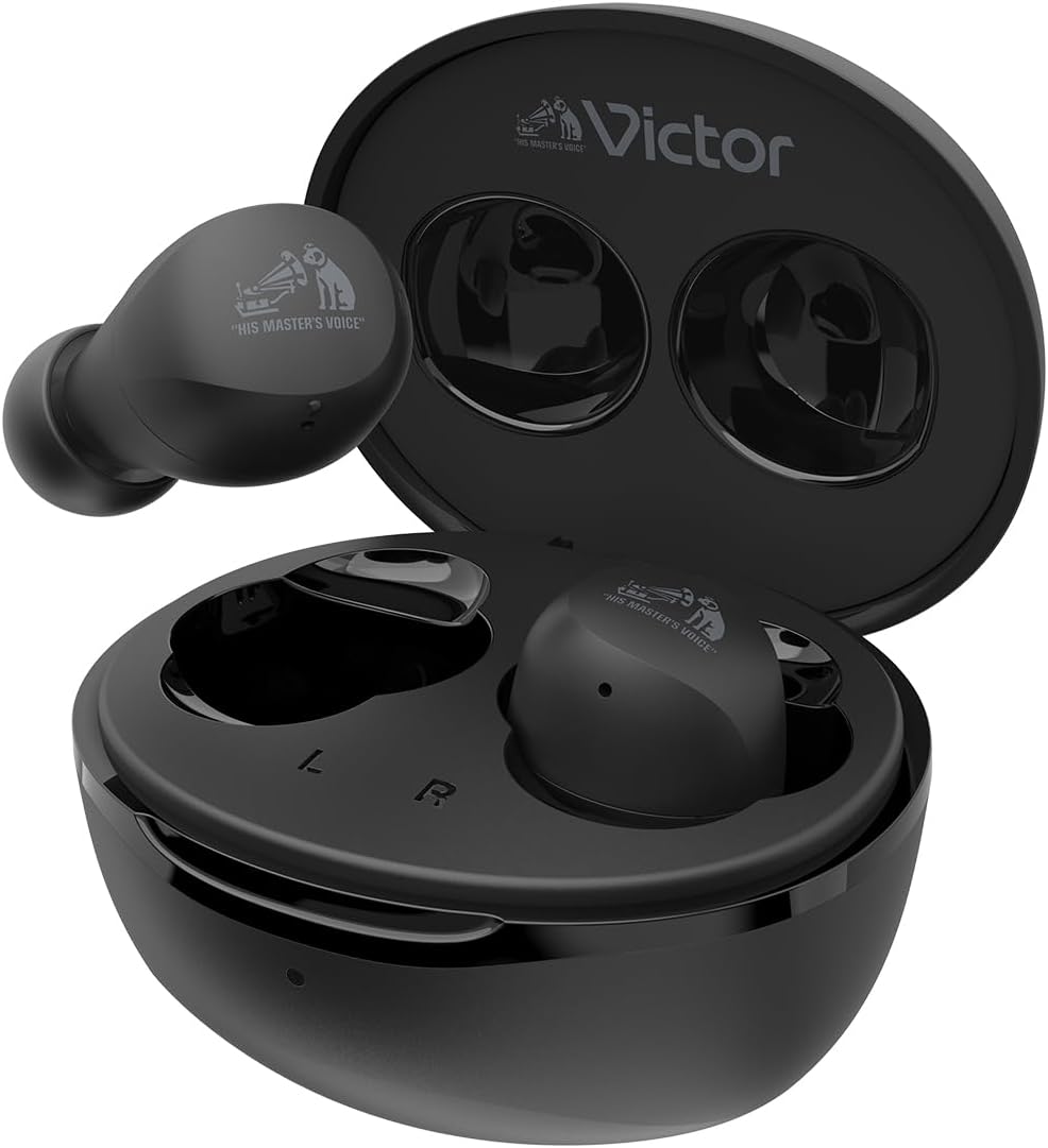 JVCケンウッド Victor HA-A6T-B ワイヤレスイヤホン Bluetooth Ver.5.4 合計23時間再生 マイク付き 小型 軽量 防水 ブラック HA-A6T