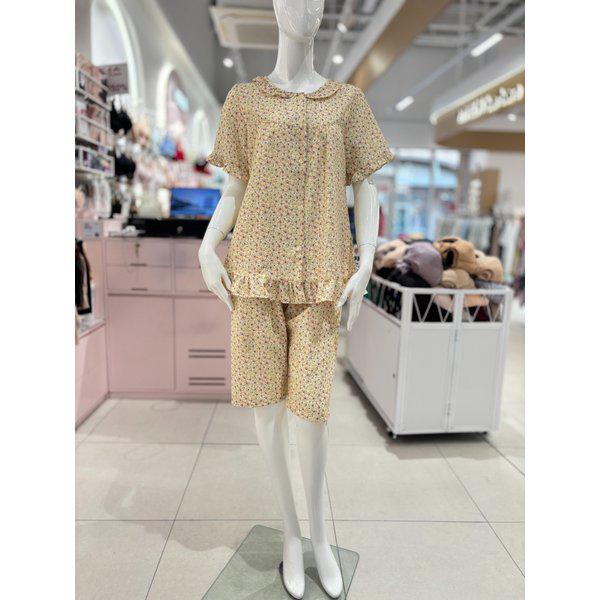 [驪州店] クール・チジミ 小さな花のプリント 女性 半袖 短パン パジャマ 寝巻き [VPA4534W] VI