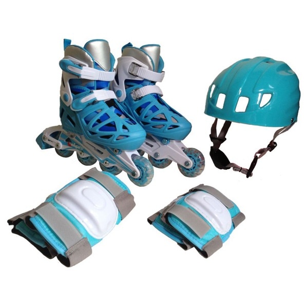 ジュニア用 インラインスケート 4点セット [L 2023cm ライトブルー]
