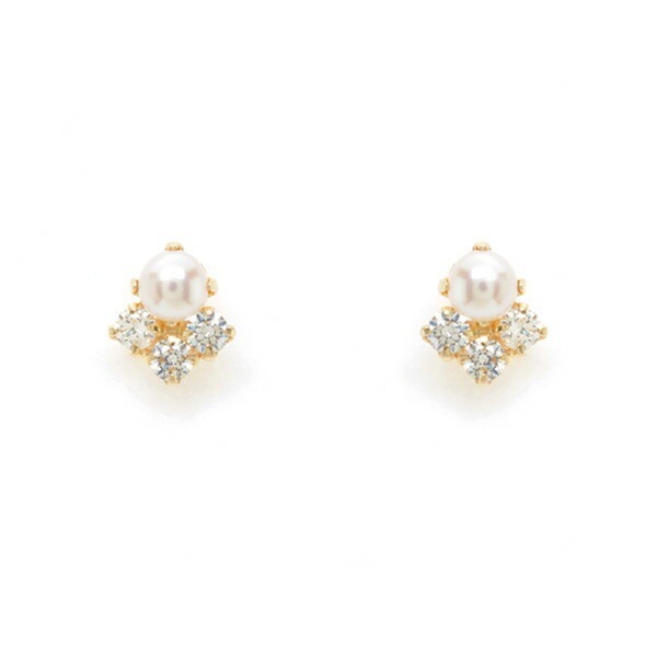 リボン済&紙袋 ピアス レディース 淡水パールピアス アクセサリー ジュエリー キュービックジルコニア K10イエローゴールド 祝い