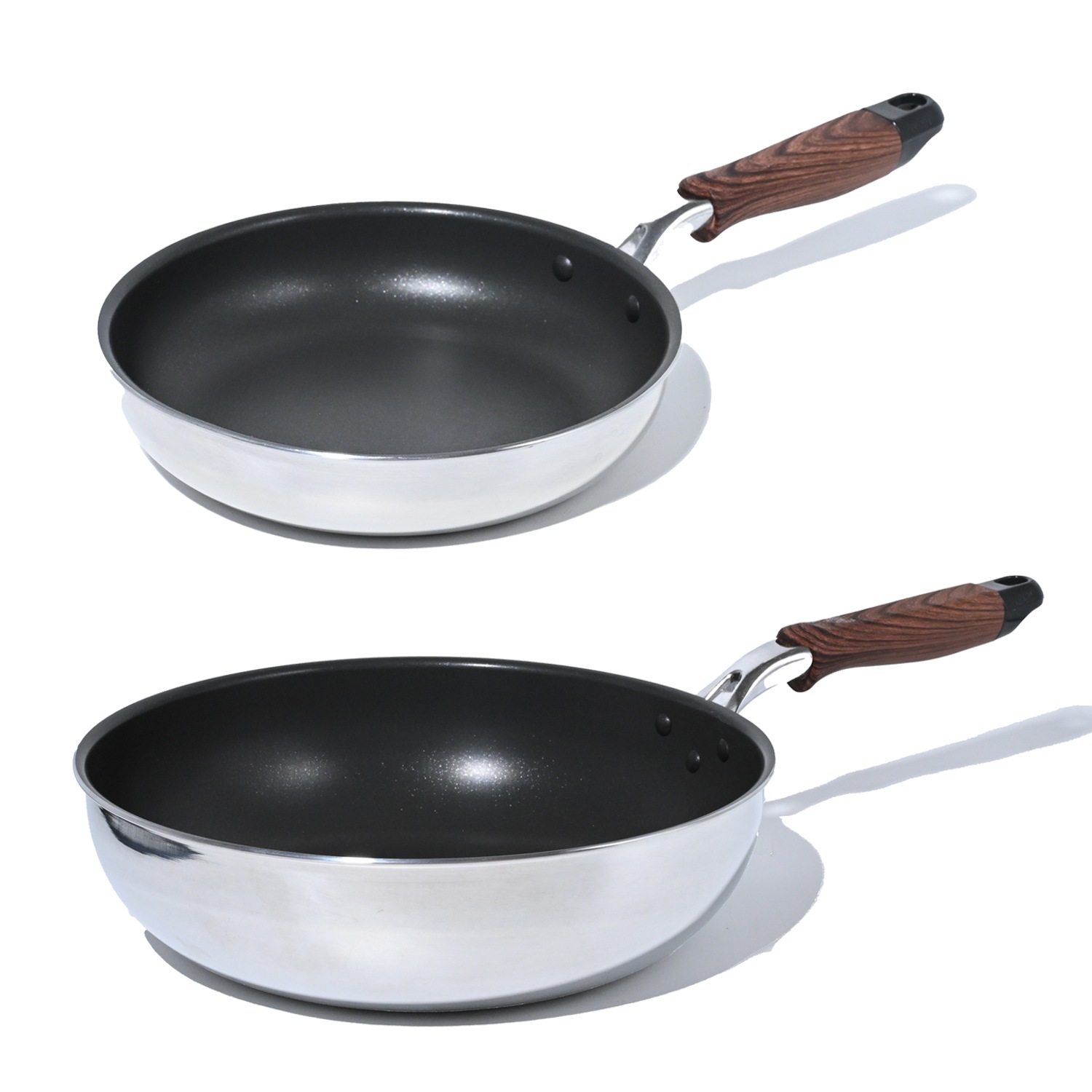 フライパン チタンコート＋ふっ素樹脂塗膜加工 ノンスティック 高熱効率 こげつきにくい ガス火 IH対応 PFOA PFOS フリー 耐摩耗性試験75万回クリア (20cm×26cm)