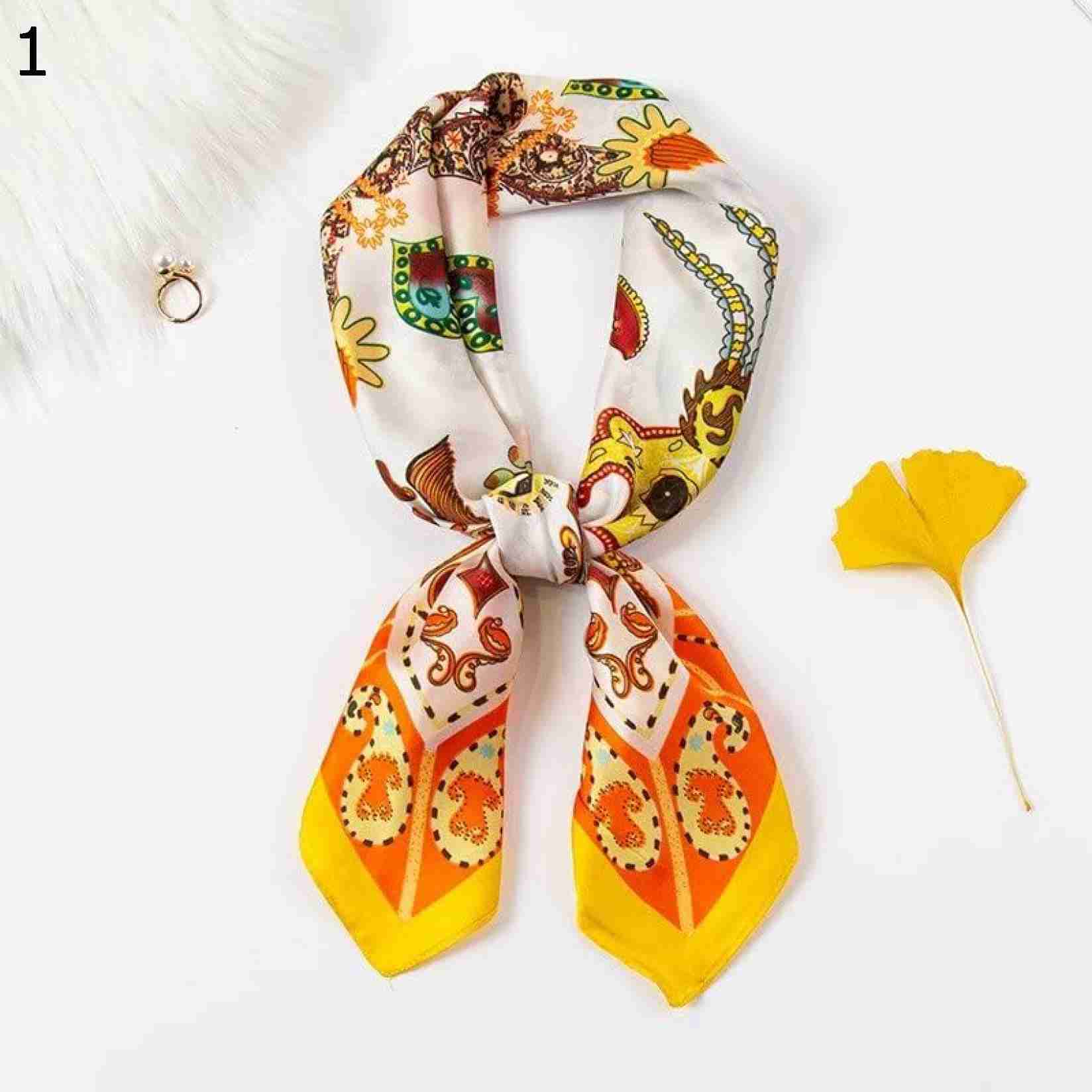 【20%OFFクーポン～】スクエア スカーフラップ ヘア タイ ヘッドバンド 春 秋 ダーク グリーン ヒョウ フローラル ショール スカーフ 70*70cm) 11 Size : (Color 4,979円