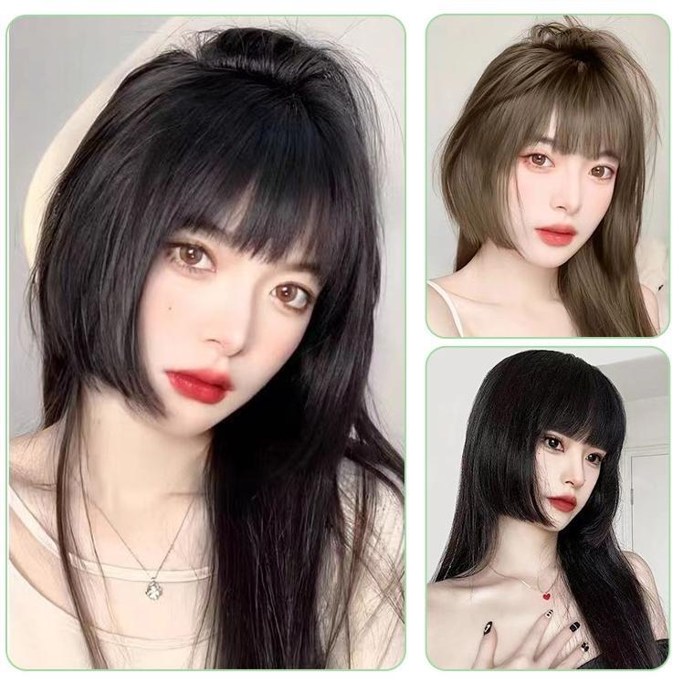 【短納期】 姫カット ウィッグ フルウィッグ ロング ストレート ロングカール ぱっつん前髪 前髪あり黒髪コスプレコスチューム 仮装大人用普段使い