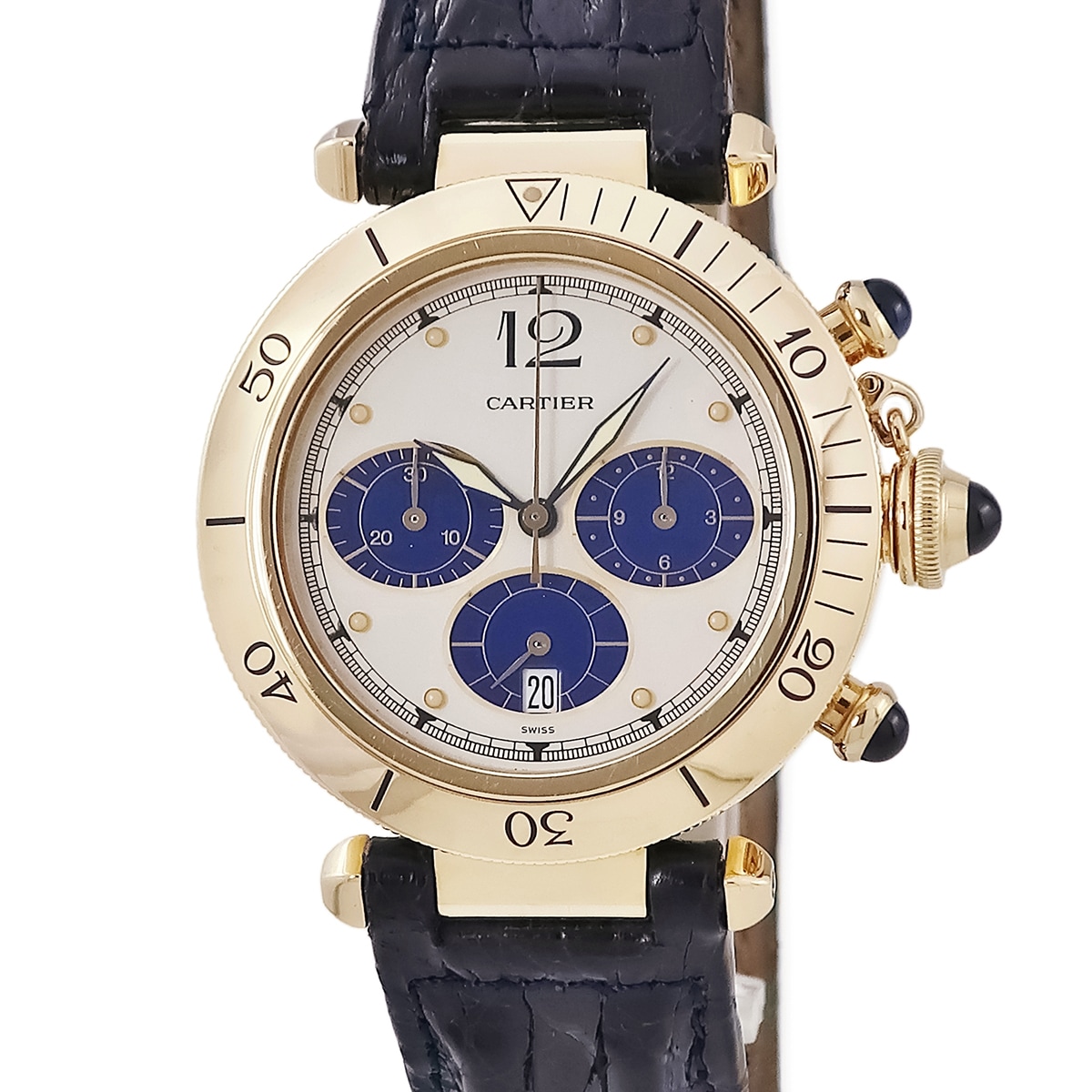 パシャ38 クロノグラフ W3000951 クオーツ メンズ K18YG無垢 スモセコ 夜光インデックス アイボリー 3年保証