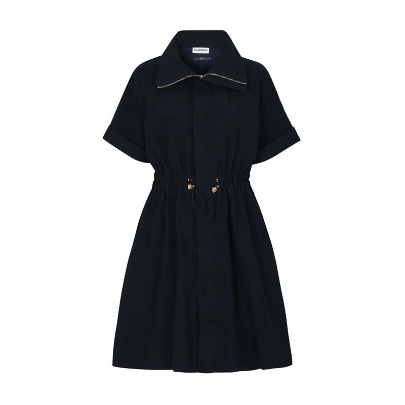 NYLON WOVEN COAT DRESS_Navy