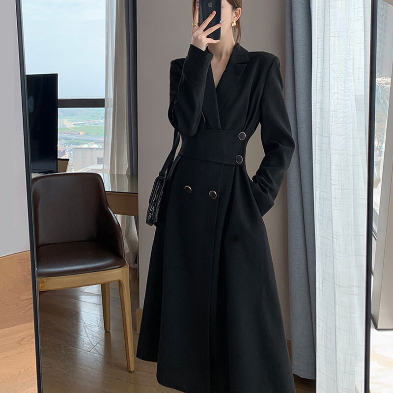 ワンピース フレアスカート ミモレ ミモレ丈 袖あり 長袖 Vネック 襟付き ウエストマーク 前開き シンプル 大人 上品 おしゃれ かっこいい 大人女子 こなれ感 無地 春 秋 冬 10代 20代 5,863円