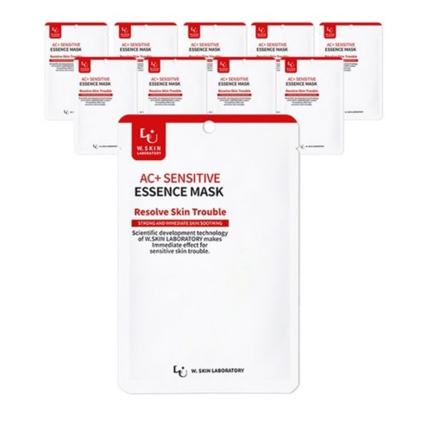 W皮膚研究所 AC+ センシティブ アンプル マスク, 22ml*100枚 (肌保護/鎮静ケア/水分強化/レモンバーム配合/ ティーツリー葉配合/肌鎮静)