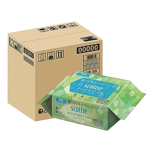 【ハーフケース品】 スコッティ ウェットティシュー 除菌 アルコールタイプ パルプ 100枚 まとめ買い12個入り