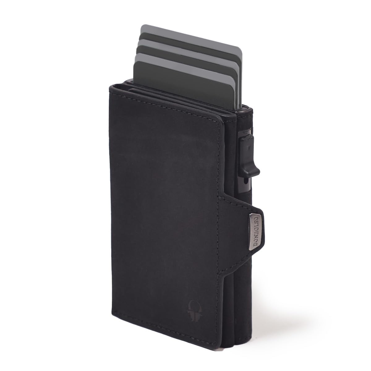 [DONBOLSO] 本革 ミニ財布 小さい財布 コンパクト ミニ 財布 小さい ミニウォレット 三つ折り財布 メンズ 人気 ブランド 薄い財布 マネークリップ za077-kuro