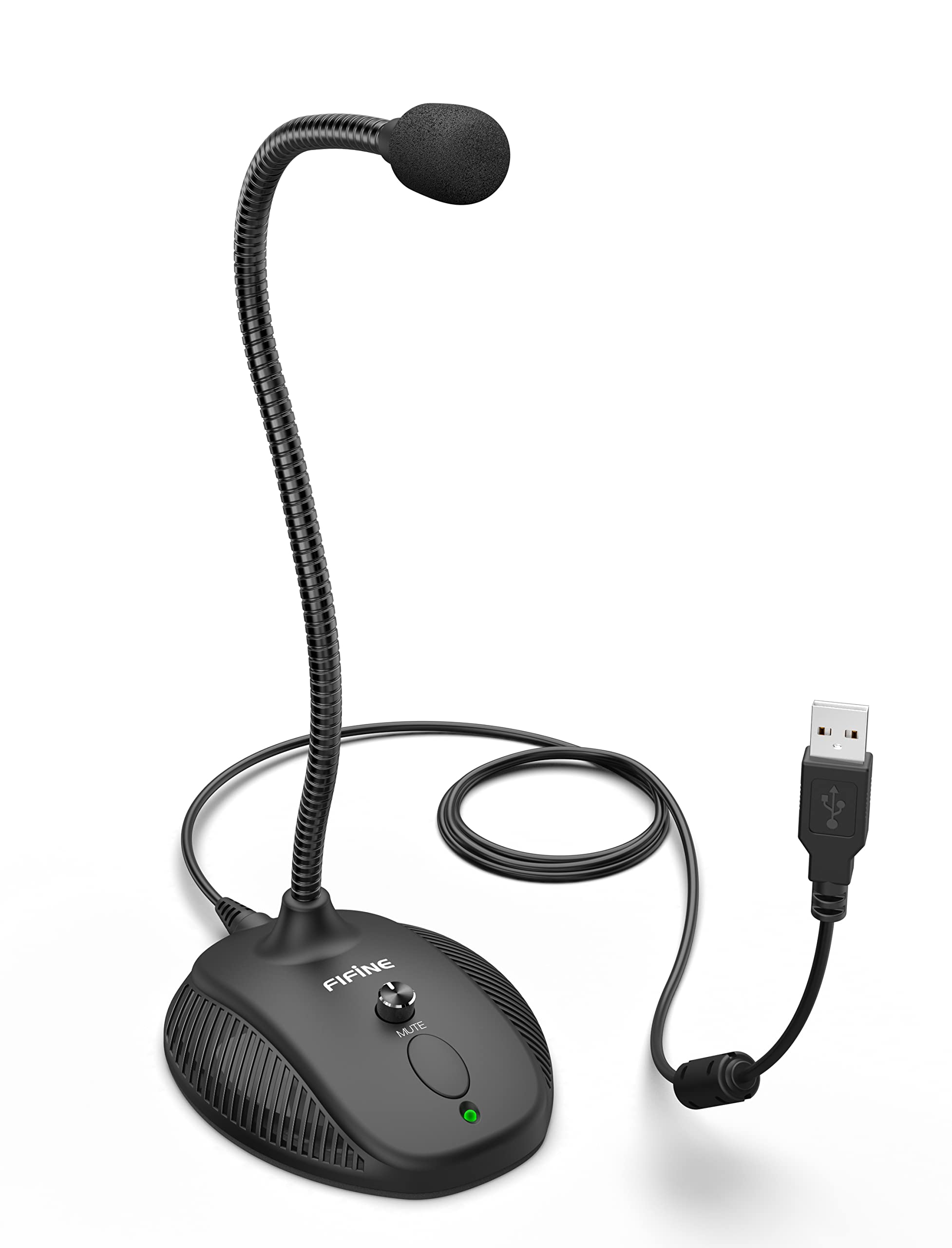 FIFINE USBコンデンサーマイクマイク 卓上マイク 単一指向性 音量調節可能 ミュートボダン付き 全段式フレキシブルグースネックマイクアーム パソコン用マイク Skype Discord Zoo