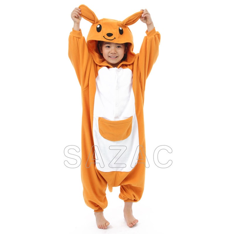 コスプレ 仮装 SAZAC(サザック) フリース着ぐるみ カンガルー 子供用 110 【 可愛い 子ども用 こども用 ハロウィン キッズ パジャマ コスチューム パーティーグッズ かわいい きぐるみ