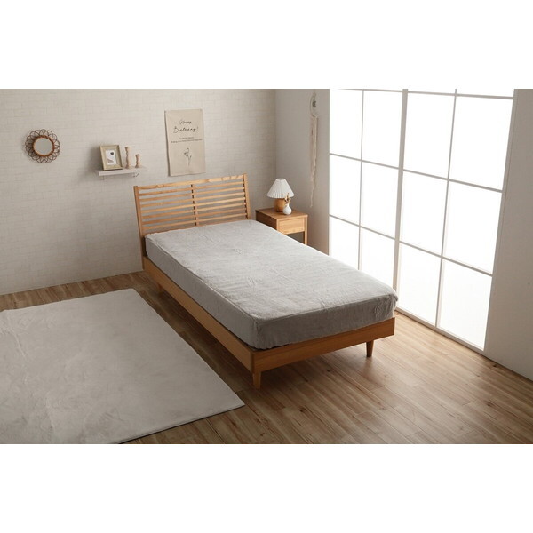 1192630330207 ボックスシーツ セミダブル エコ フェイクファー 洋式 ベッド用 マットレスカバー BOX 洗える 無地 La Pierce パールグレー メーカー直送