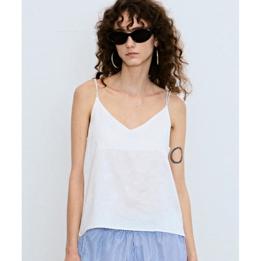 ニック&ニコールシャイニングサテンノースリーブ_ホワイト