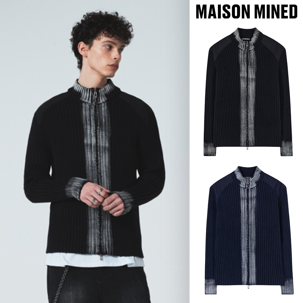 【MAISON MINED】 ROUGH WASHED HIGH NECK ZIP-UP CARDIGAN
