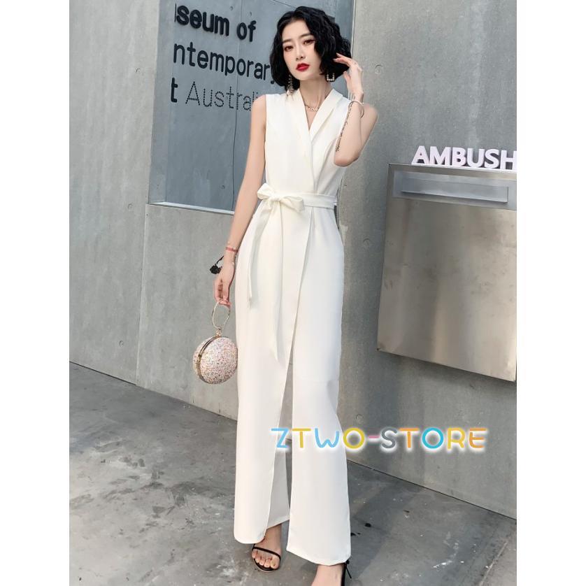 オールインワンセットアップオールインワン 黒 オールインワン パーティードレス ノースリーブ 4L 結婚式 3L パンツドレス カシュクール お呼ばれドレス Vネック 白 赤 レディース 大きいサ