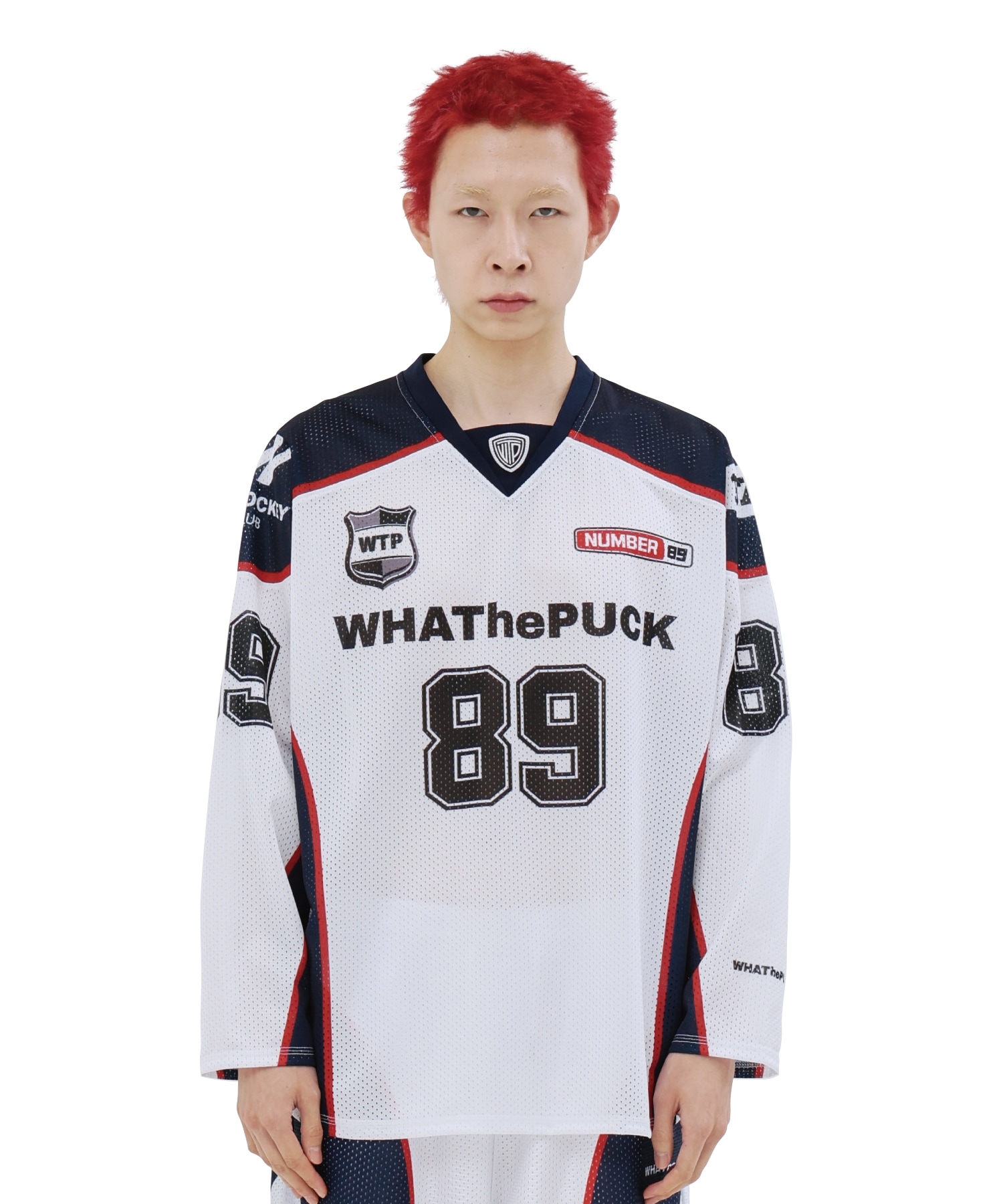 WTPラインディテールメッシュホッケージャージホワイト