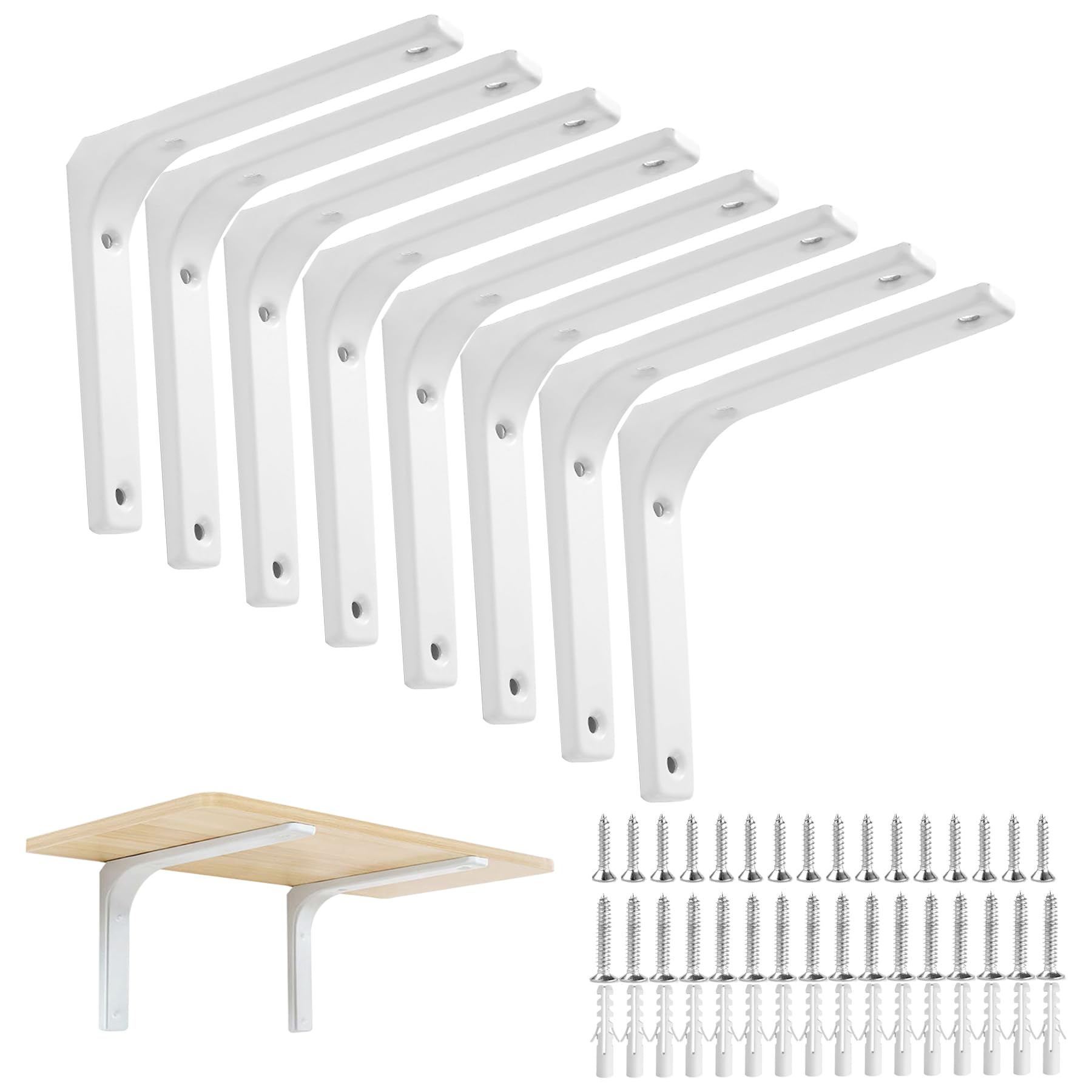 [Xpang]棚受け金具 棚受けブラケットL字金具 耐荷重70kg 壁掛け吊り棚 金具棚うけ 部屋 キッチン L字金具 スチール製 省スペース DIY 収納 アクセサリーネジ付 (ホワイト, 400ｍ